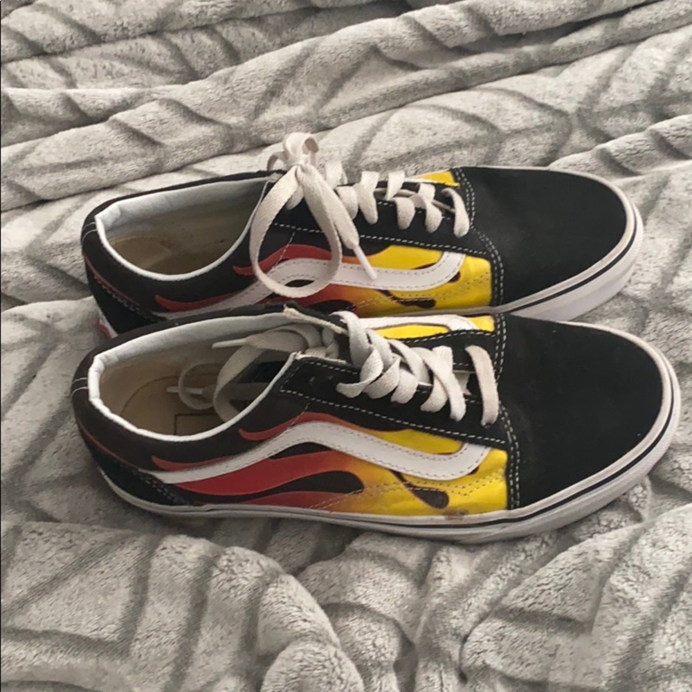 vans flaming black shoes